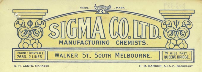 Sigma Co Ltd 1917 letterhead